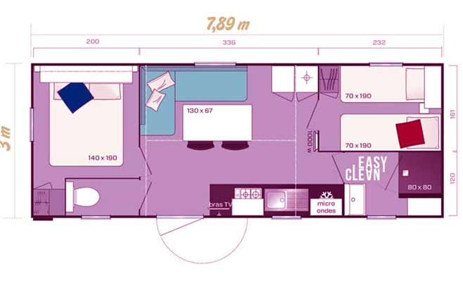 Plan de Mobil-home 2 chambres